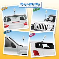 Coolballs "Bright One" White Light Bulb Car Antenna Topper / Auto Dashboard Buddy