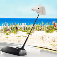 Coolballs White Horse Car Antenna Topper / Auto Mirror Dangler / Cute Dashboard Accessory